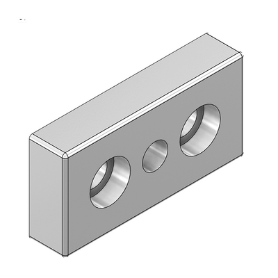 FOOT &amp; CASTER CONNECTING PLATE<BR>30MM X 60MM, M10 HOLE, SOLID ALUMINUM